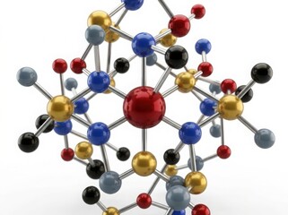 Obraz premium Abstract molecular structure model isolated on white background