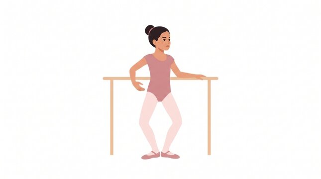 Little ballerina girl practicing pli&eacute; at the ballet barre