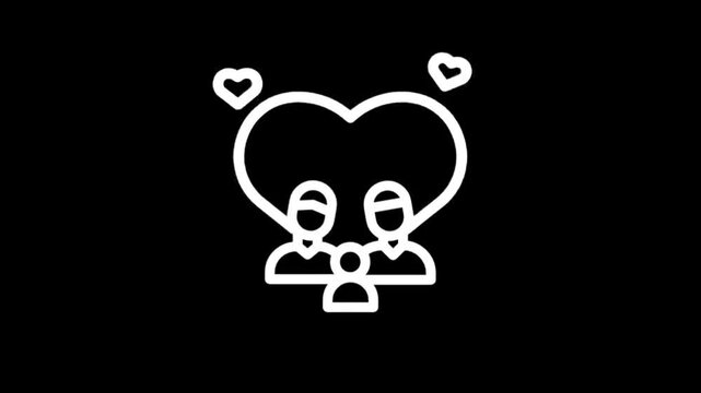 Abstract graphic of people and heart symbol representing love and community