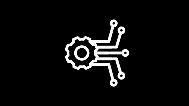 Digital technology and engineering icon with circuit board and gear elements