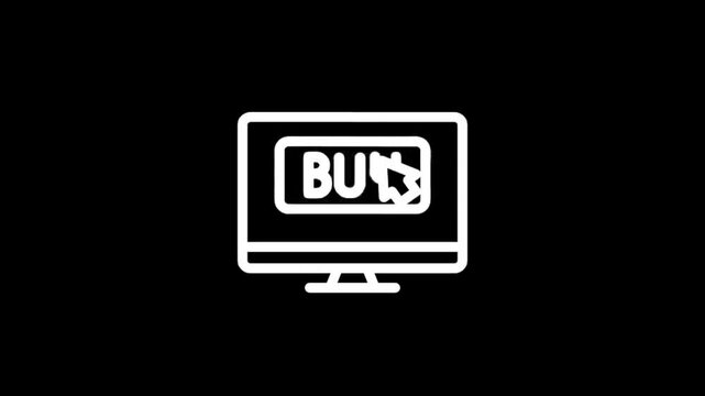Online shopping concept with computer screen and buy button animation