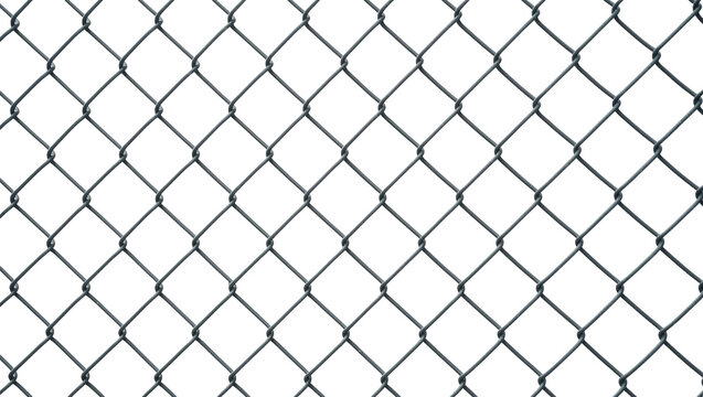 Dark grey metal chain link fence pattern, isolated on transparent background