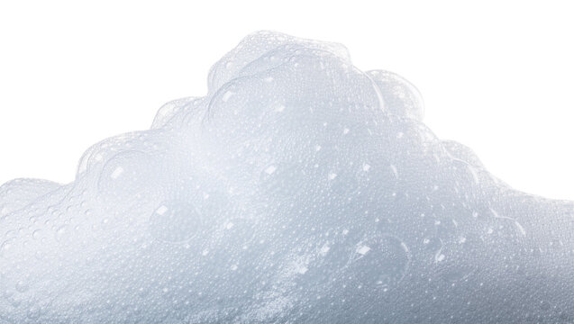 Delicate white foam with small bubbles, isolated on transparent background