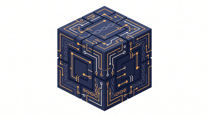 Obraz premium Isometric blockchain smart contract cube vector icon isolated on white background cryptocurrency and cybersecurity concept