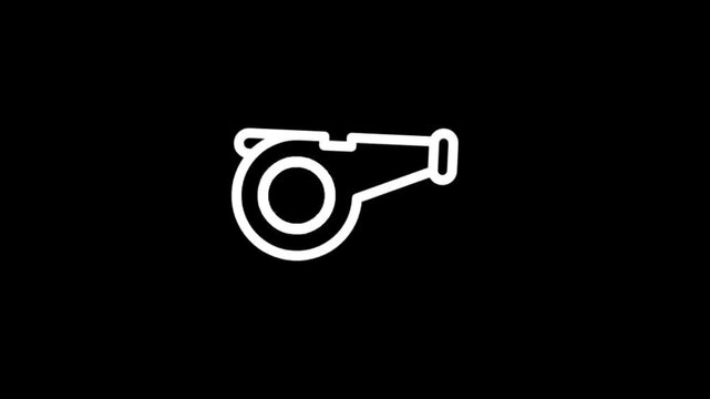 Simple white whistle icon animation on black background
