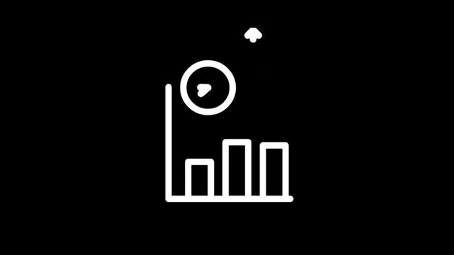 Animated bar chart icons showing decline, stability, and growth over time