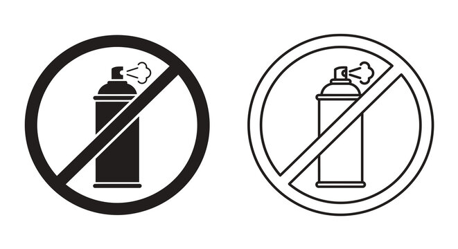 Prohibited spray can symbol black and white vector illustration