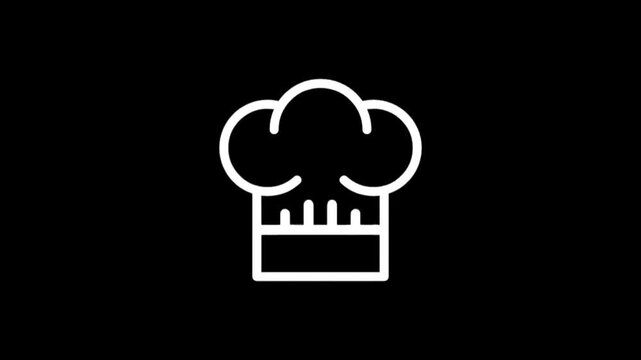 Animated chef hat icons appearing and disappearing on a black background