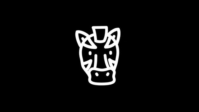 Simple white zebra head illustration on black background