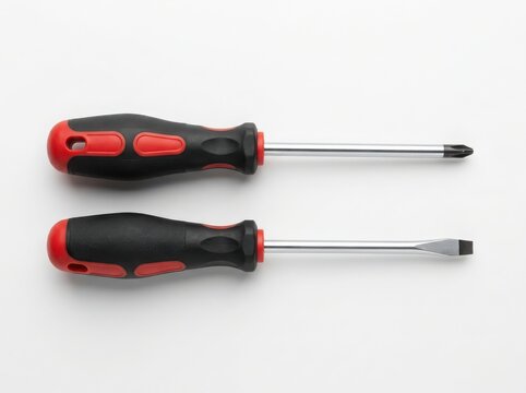 Two professional screwdrivers isolated on white background