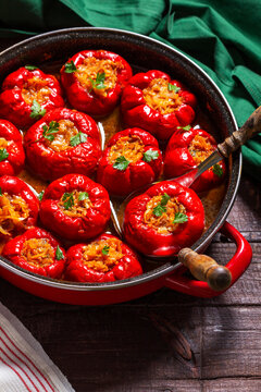 Stuffed Peppers with Cabbage, Carrots and Onions
