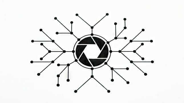 Camera lens aperture with branching network nodes.