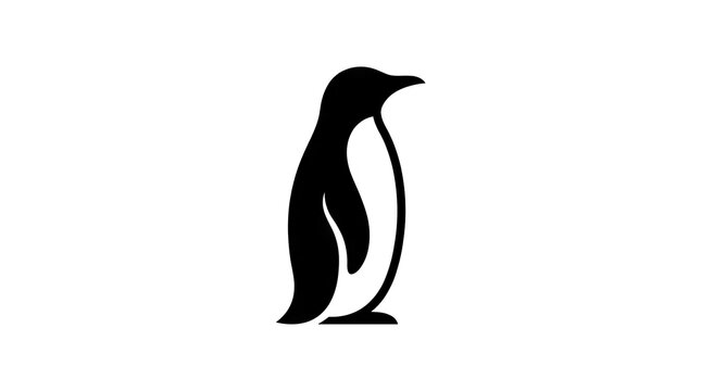 Minimalist black penguin silhouette logo icon.
