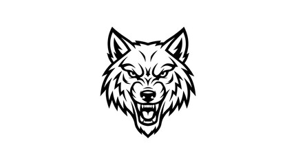 Obraz premium Stylized black and white wolf head mascot graphic.
