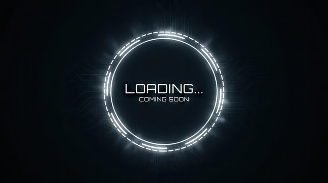 Glowing neon loading circle on a dark background.