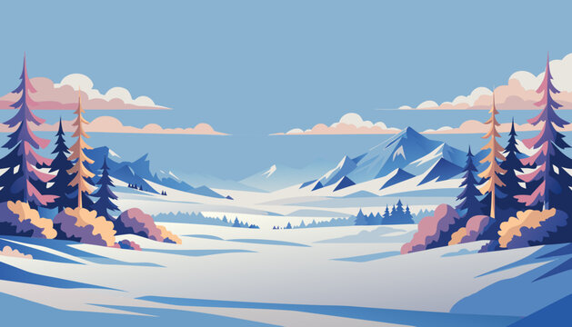 winter landscape with snow mountain
