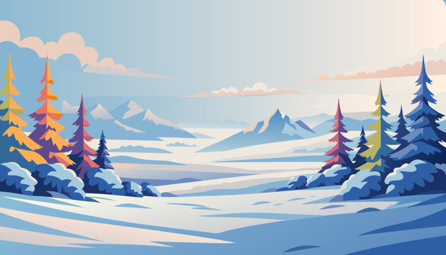 winter landscape with snow mountain
