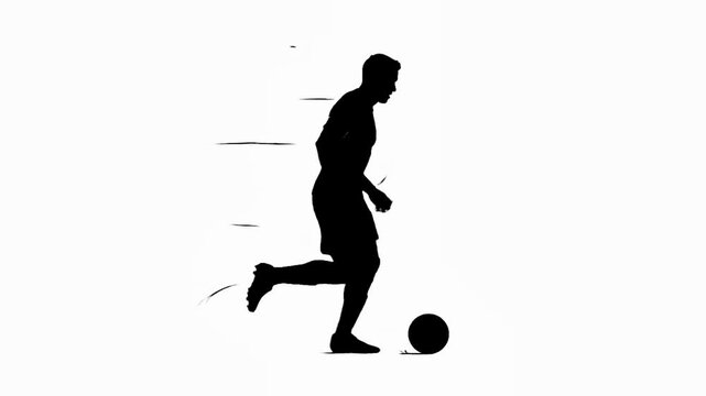 Football Player Dribbling Ball Silhouette Animation