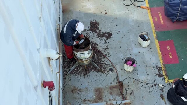 crew members maintenance ship ventilation deckhands working