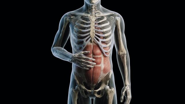 3D Medical Anatomy of Man with Localized Muscle Pain, Front View