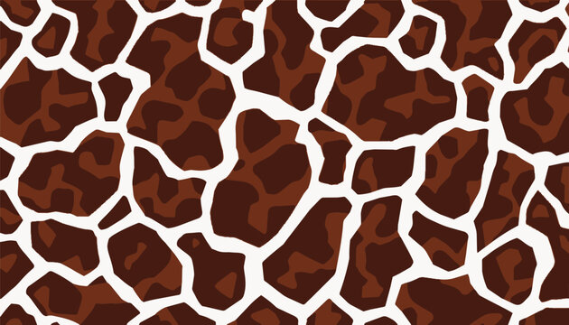 Seamless brown and white giraffe skin pattern vector illustration. Perfect animal print texture used as a background, backdrop, banner, fabric, wrapping paper, wallpaper, or wild safari theme designs.