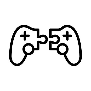 Puzzle game outline icon. Puzzle game line illustration.