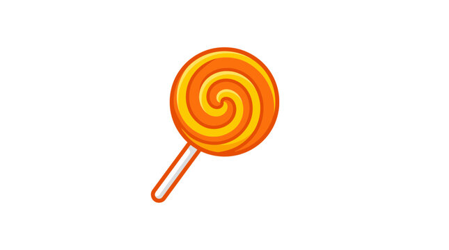 Swirly Orange Lollipop Candy Isolated on Transparent Background