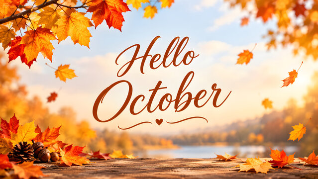 hello october fall season ai generated background banner