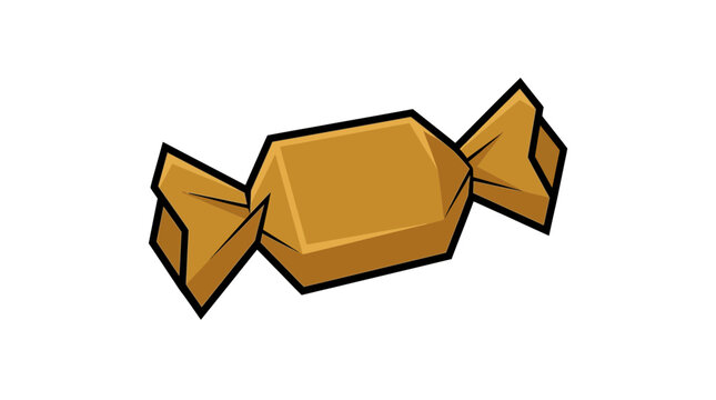 Isolated Golden Toffee Candy Wrapped in Foil, Sweet Treat Cut Out
