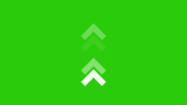 Up arrow animation on green background, direction arrow loading animation, Directional Arrow Loop Animation & 4k video motion.