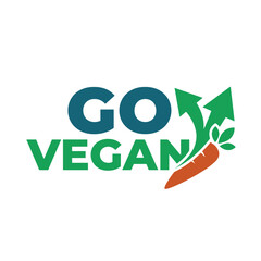 Fototapeta premium Go vegan logo with green typography and orange carrot vegetable icon for healthy lifestyle