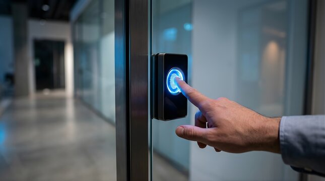 Finger scanning for biometric door access in a modern corporate office