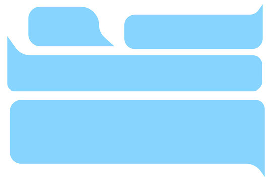 Set of blue speech bubbles with rounded shapes. Ideal for chat interfaces, social media posts, comics, quotes, captions, messaging apps, journaling, websites,  digital graphic design. High-res PNG