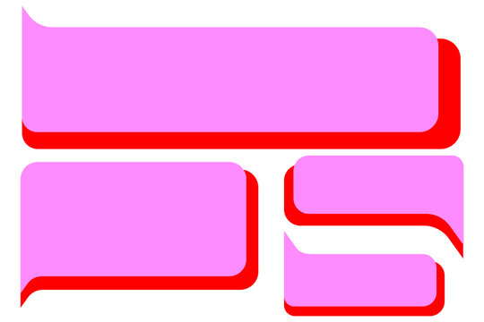 Pink and red speech bubble PNG set with bold outlines and varied shapes. Perfect for comics, social media posts, messaging, captions, UI. quotes, stickers, labels and graphic design. High-res vector