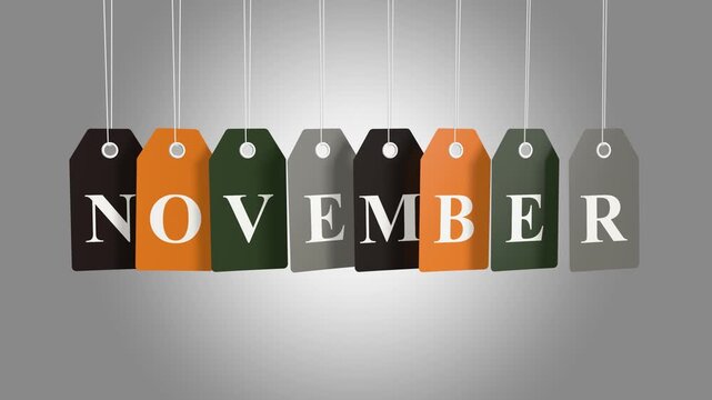 November tag on colored hanging labels