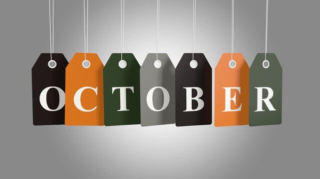 September tag on colored hanging labels