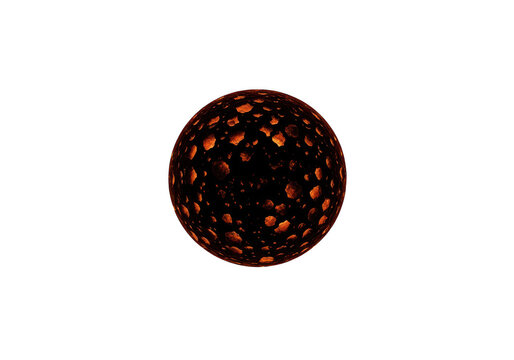 Glowing orange lava sphere with cracked texture isolated on transparent background