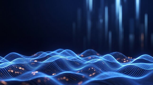 Abstract Blue Digital Wave and Big Data Technology Background