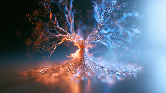 Abstract Glowing Tree of Life Representing Digital Connection