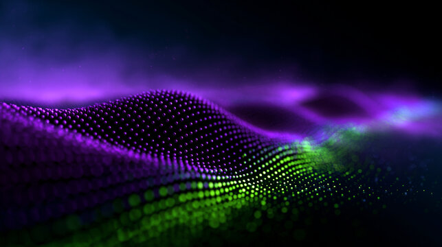 Abstract Digital Wave of Glowing Particles Technology Background
