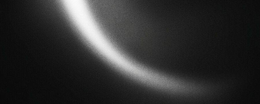 Cinematic lens flare on black background, soft curved light leak with grainy texture, abstract dark aesthetic overlay for creative film editing