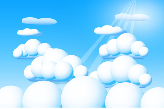 Animated Blue Sky and White Clouds Background Vector Illustration
