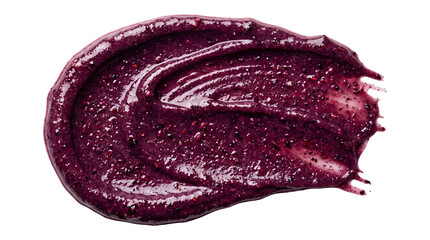 Fototapeta premium Deep rich burgundy berry swirl texture with visible seeds isolated on a transparent backdrop