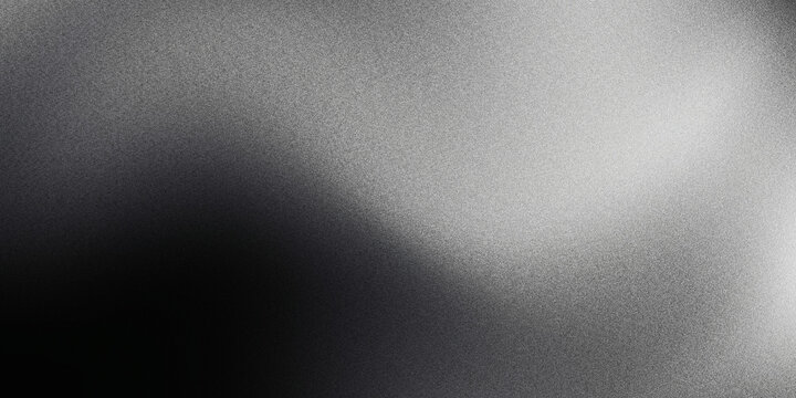 Grainy black and white gradient background, abstract monochromatic texture with soft film grain, dark moody aesthetic for minimalist web design