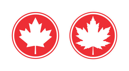 Fototapeta premium Canadian maple leaf symbols in red circles on a white background