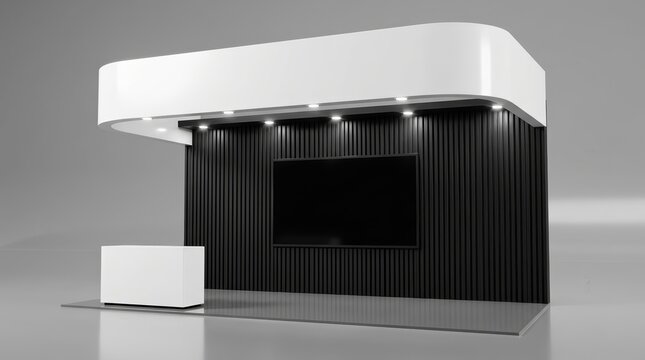 Empty trade show expo booth template for virtual exhibition displays.