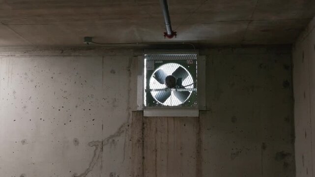 Industrial Ventilation Fan Mounted in Underground Concrete Wall