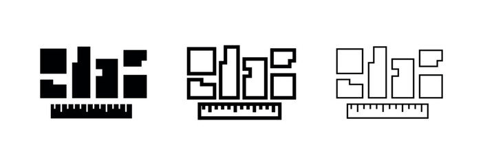 Fototapeta premium Architecture Planning Ruler and Blocks Icon Set