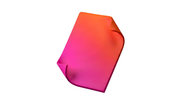 A single sheet of paper with curled corners and a vibrant pink orange gradient