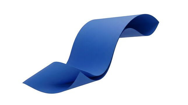 Abstract flowing blue ribbon shape isolated on a clean white background 3d render
